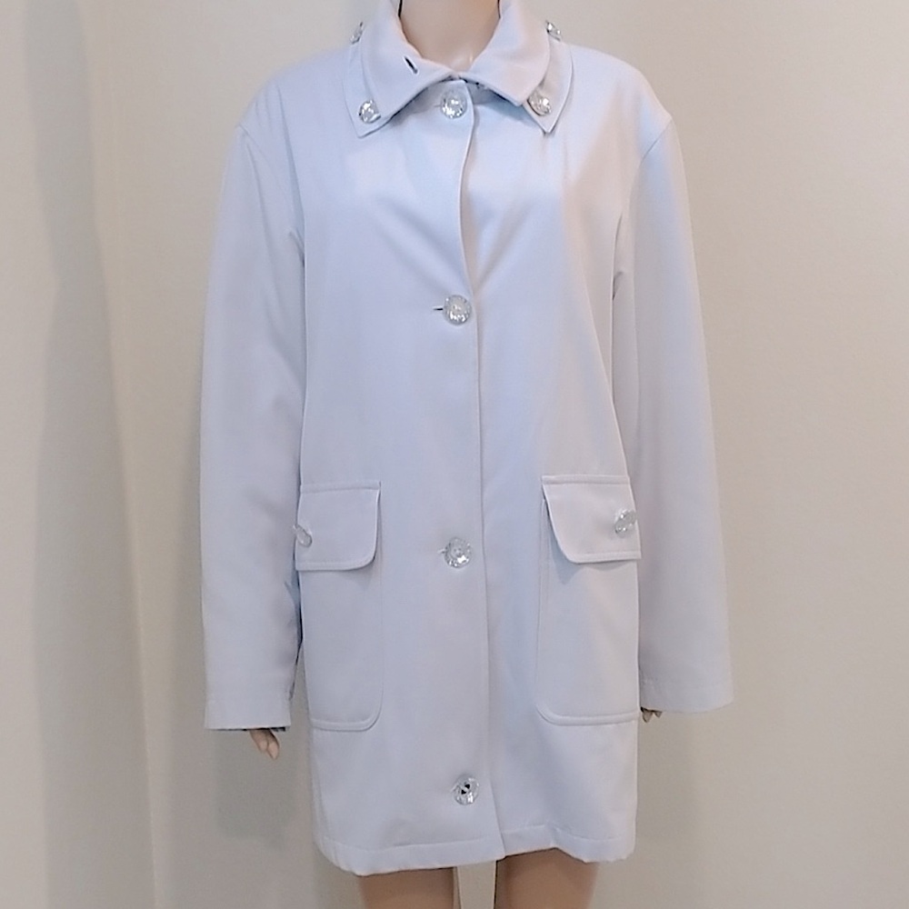 Reflections by SPIEGEL pale blue coat Women’s size medium chic layered look M - Picture 2 of 16